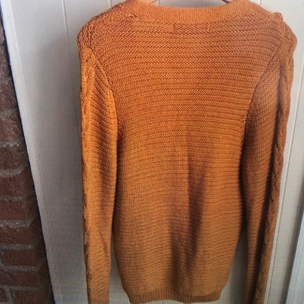 Men's Orange Cable Knit Cardigan